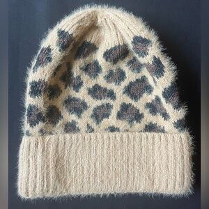 Leopard Print Knit Beanie